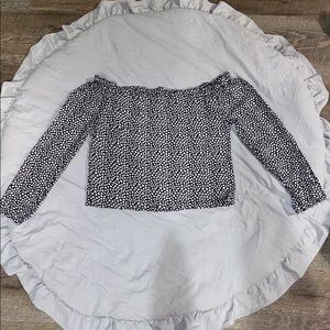 Divided off the shoulder long sleeve blouse